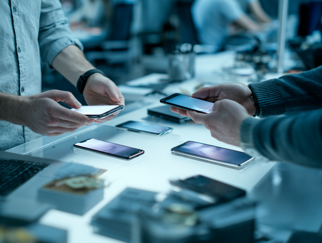 Product designers iterating on a mobile interface